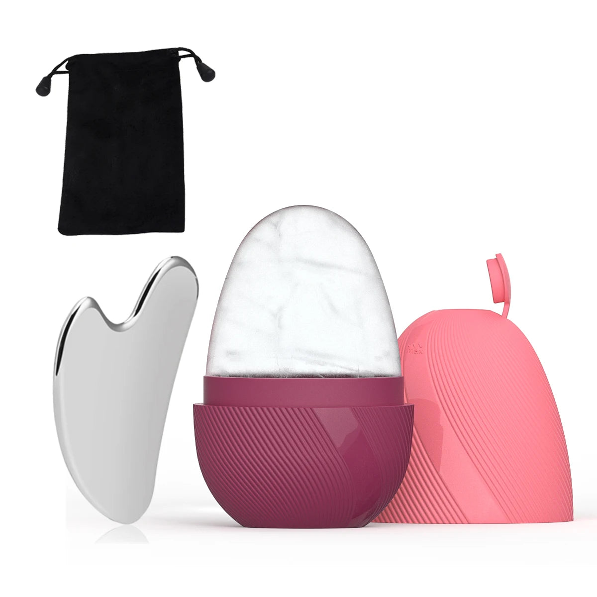 GlowFlex™ Ice Sculpt – Rouleau Visage Glacé & Gua Sha Inox