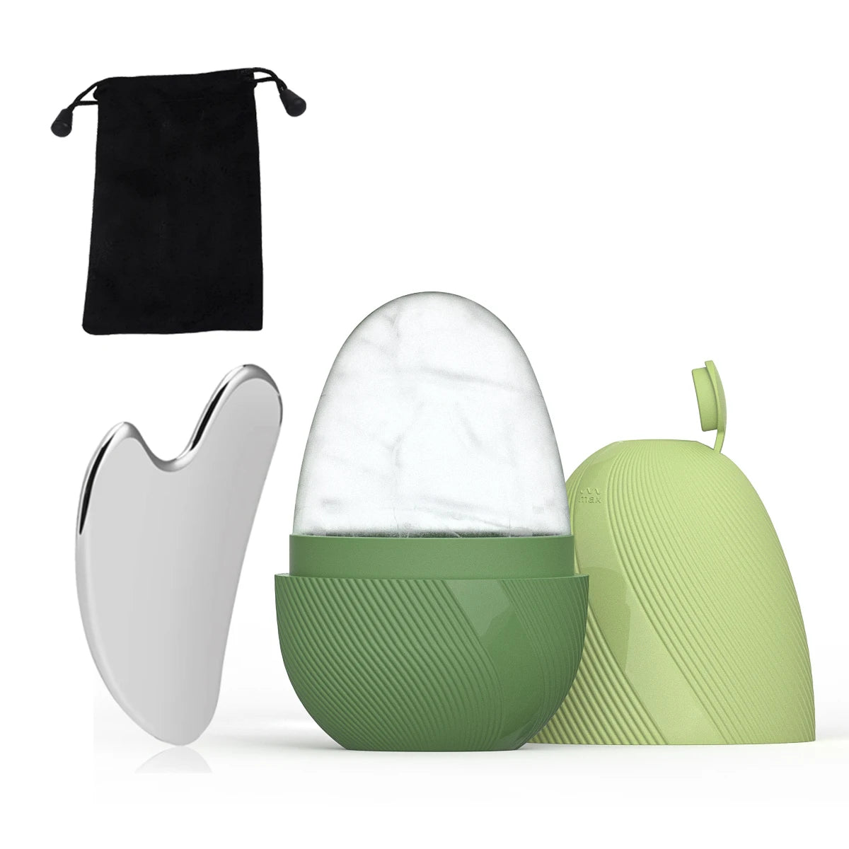 GlowFlex™ Ice Sculpt – Rouleau Visage Glacé & Gua Sha Inox