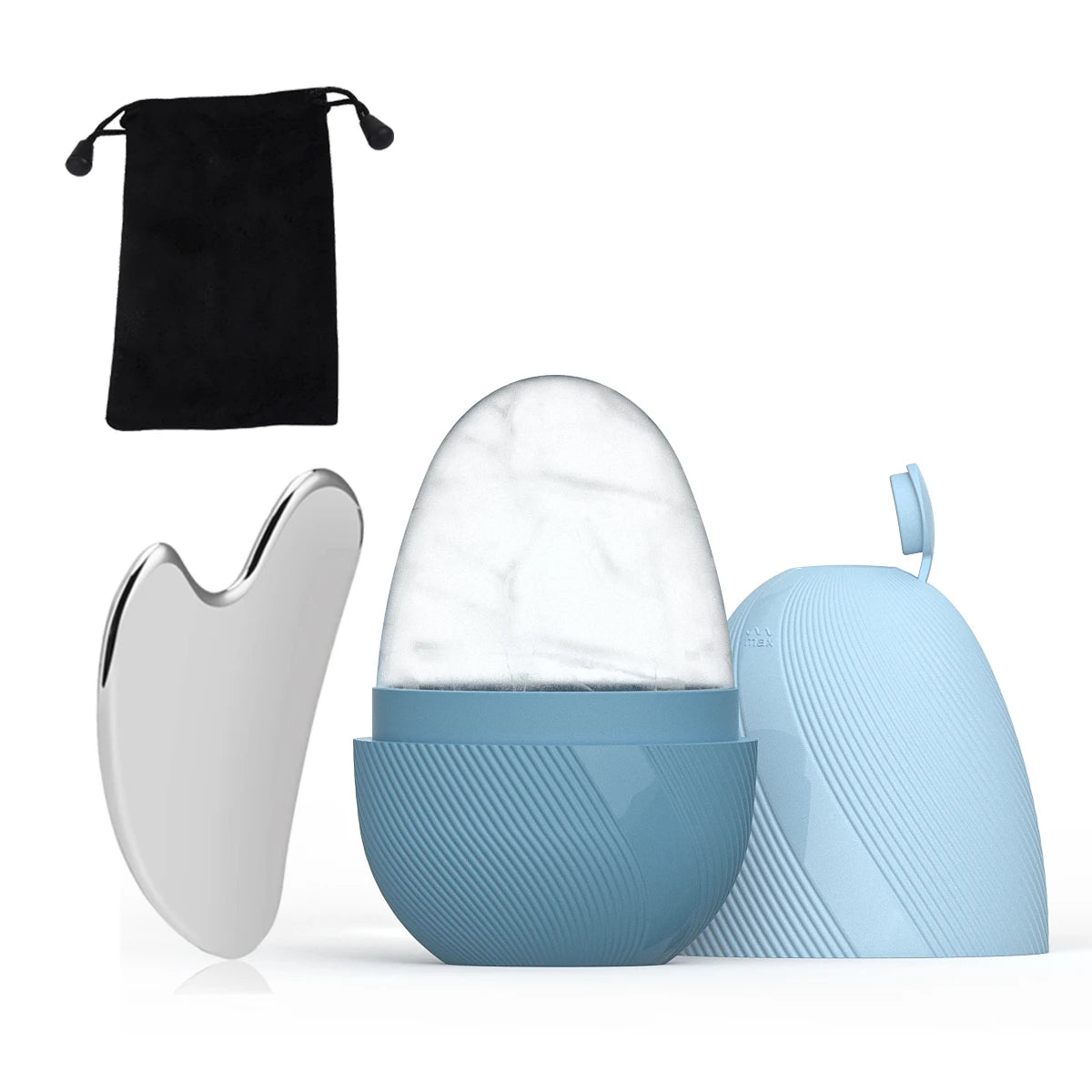 GlowFlex™ Ice Sculpt – Rouleau Visage Glacé & Gua Sha Inox