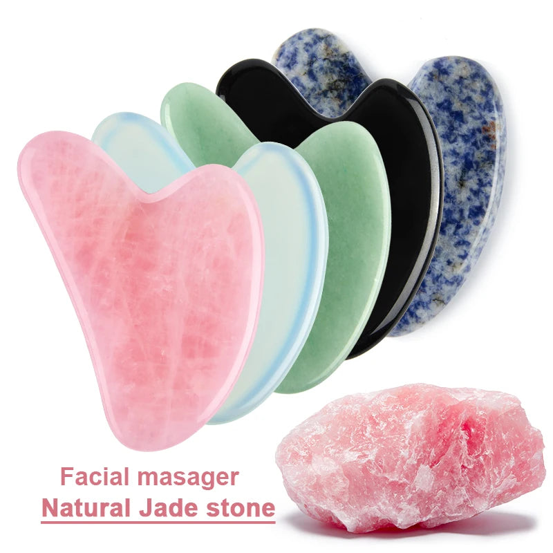 Gua Sha en Jade Naturel – Outil de Massage Facial et du Cou