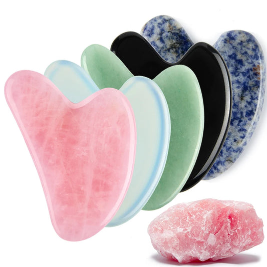 Gua Sha en Jade Naturel – Outil de Massage Facial et du Cou