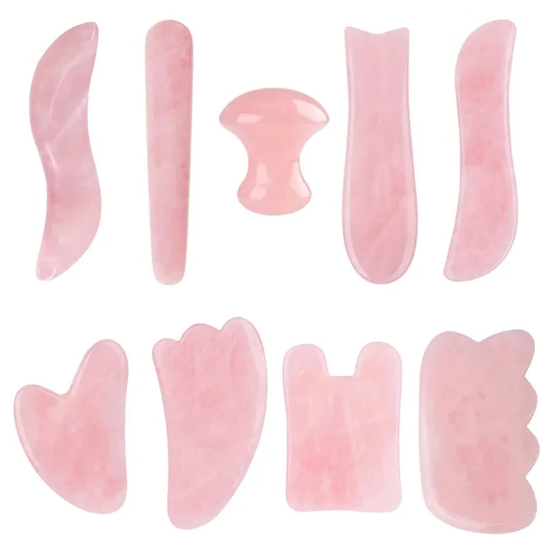 Gua Sha en Quartz Rose Naturel – Outil de Massage Facial Raffermissant